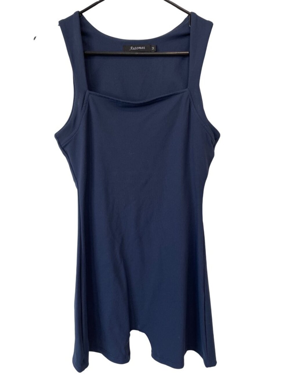 Automet Athletic Romper Medium Sleeveless Square Neck Navy Blue Gym Performance